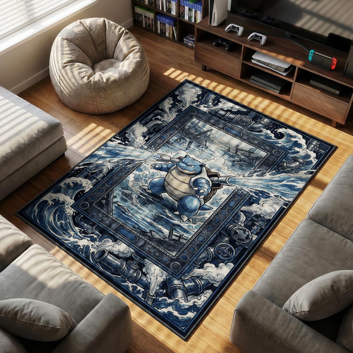 Blastoise Hydro themed area rug for Pokemon fans