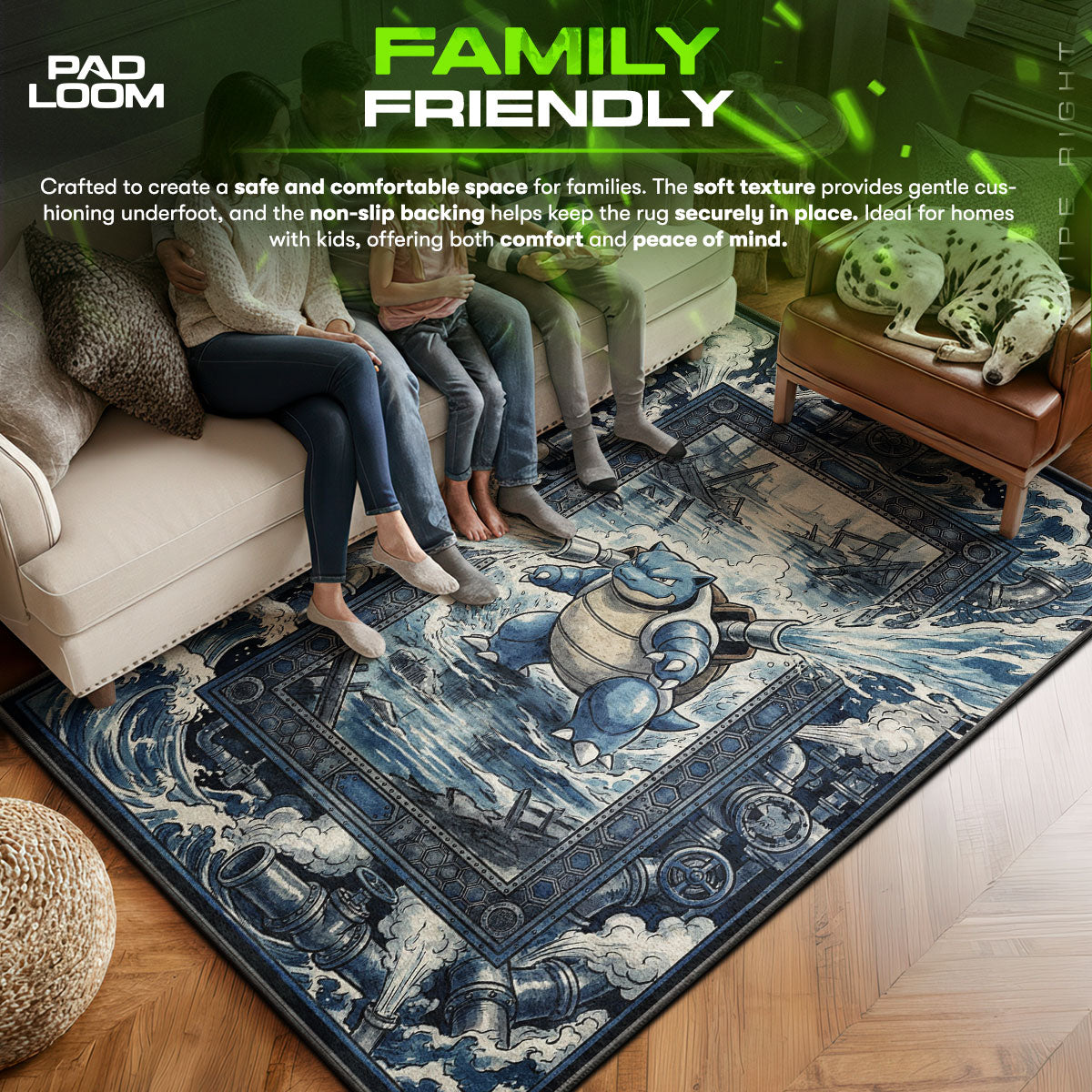 Blastoise area rug showing full Pokemon artwork