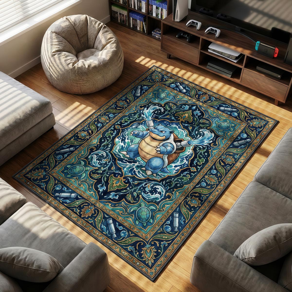 Blastoise Hydro themed area rug for Pokemon fans