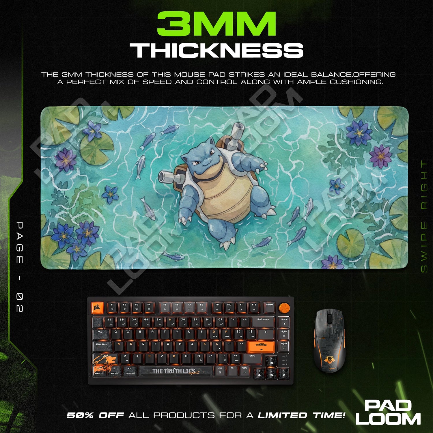 Blastoise Lily Pond Mouse Pad - Pokemon Desk Mat