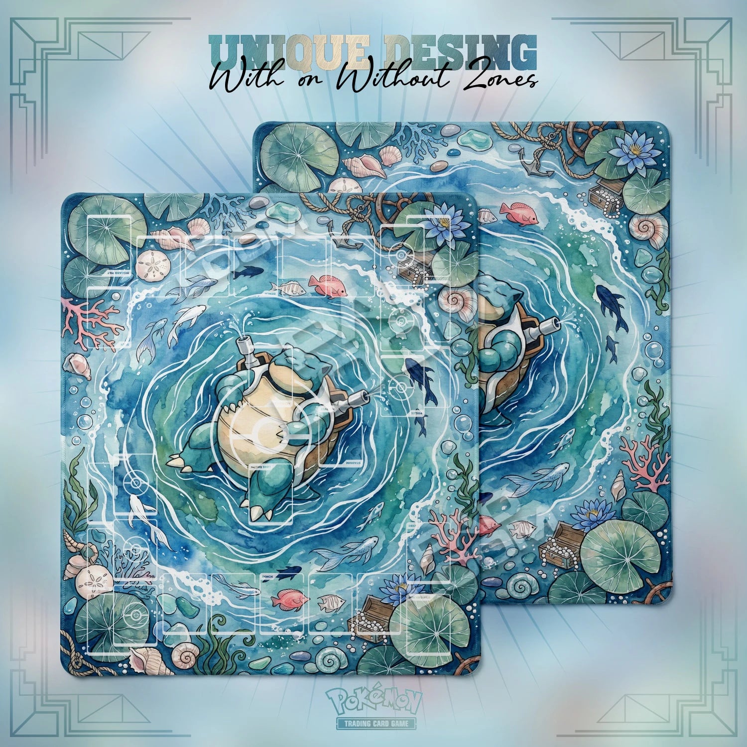 Blastoise Torrent Playmat - 2 Player Pokemon TCG Mat
