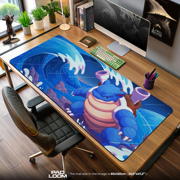 Blastoise Water Cannon Mouse Pad, Ocean Wave Gaming Desk Mat