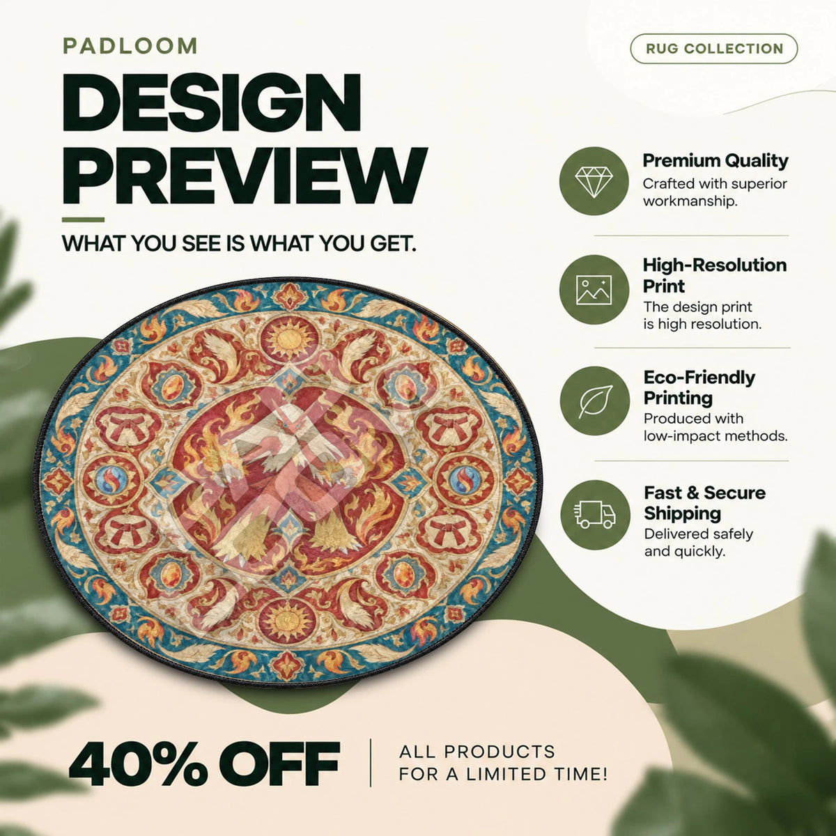 Blaziken Ember Pokemon round rug full design preview