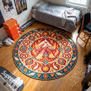 Blaziken Ember Pokemon round rug on a bedroom floor - Pokemon chair mat