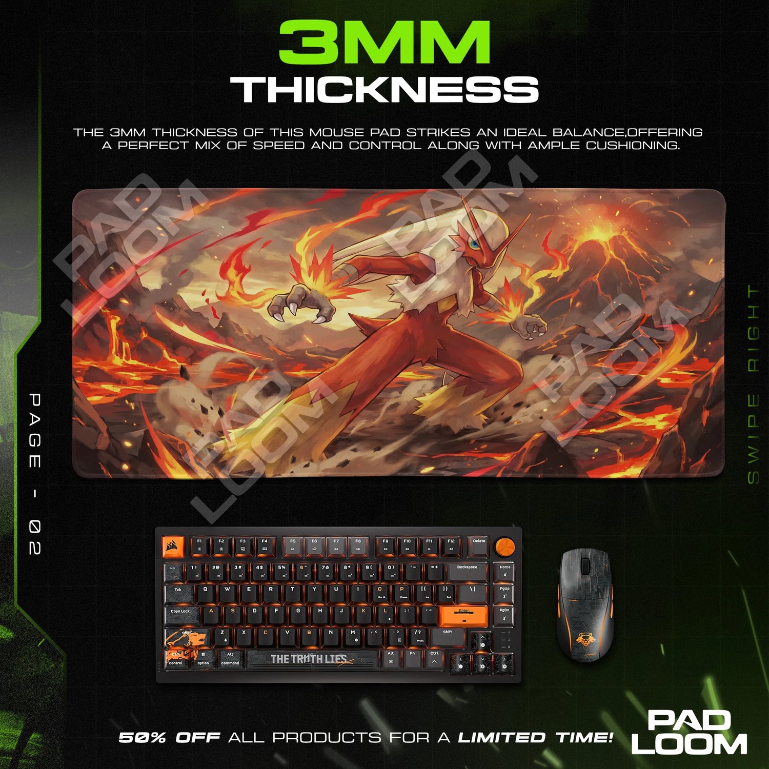 Blaziken Volcanic Blitz Mouse Pad - Pokémon Desk Mat