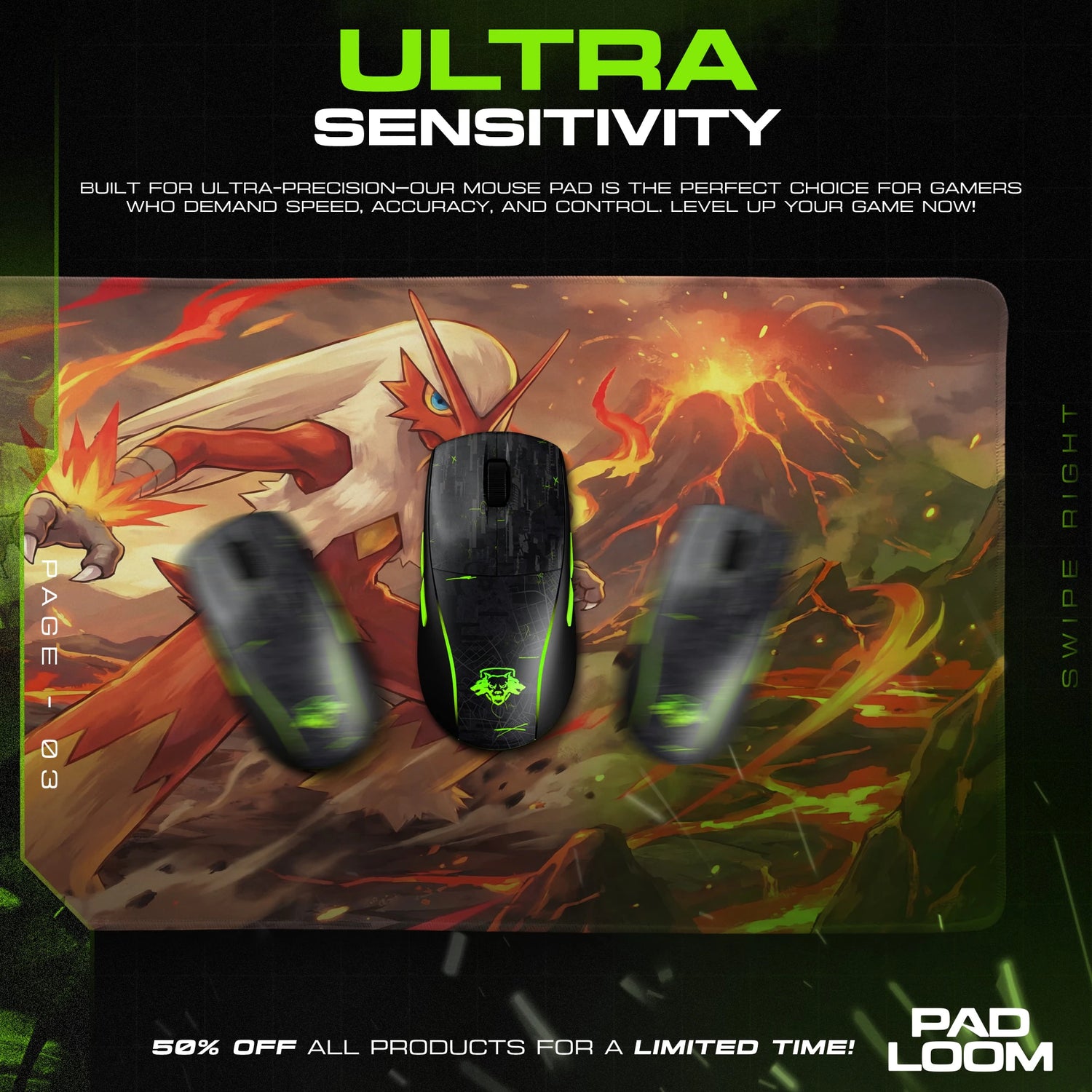 Blaziken Volcanic Blitz Mouse Pad - Pokémon Desk Mat