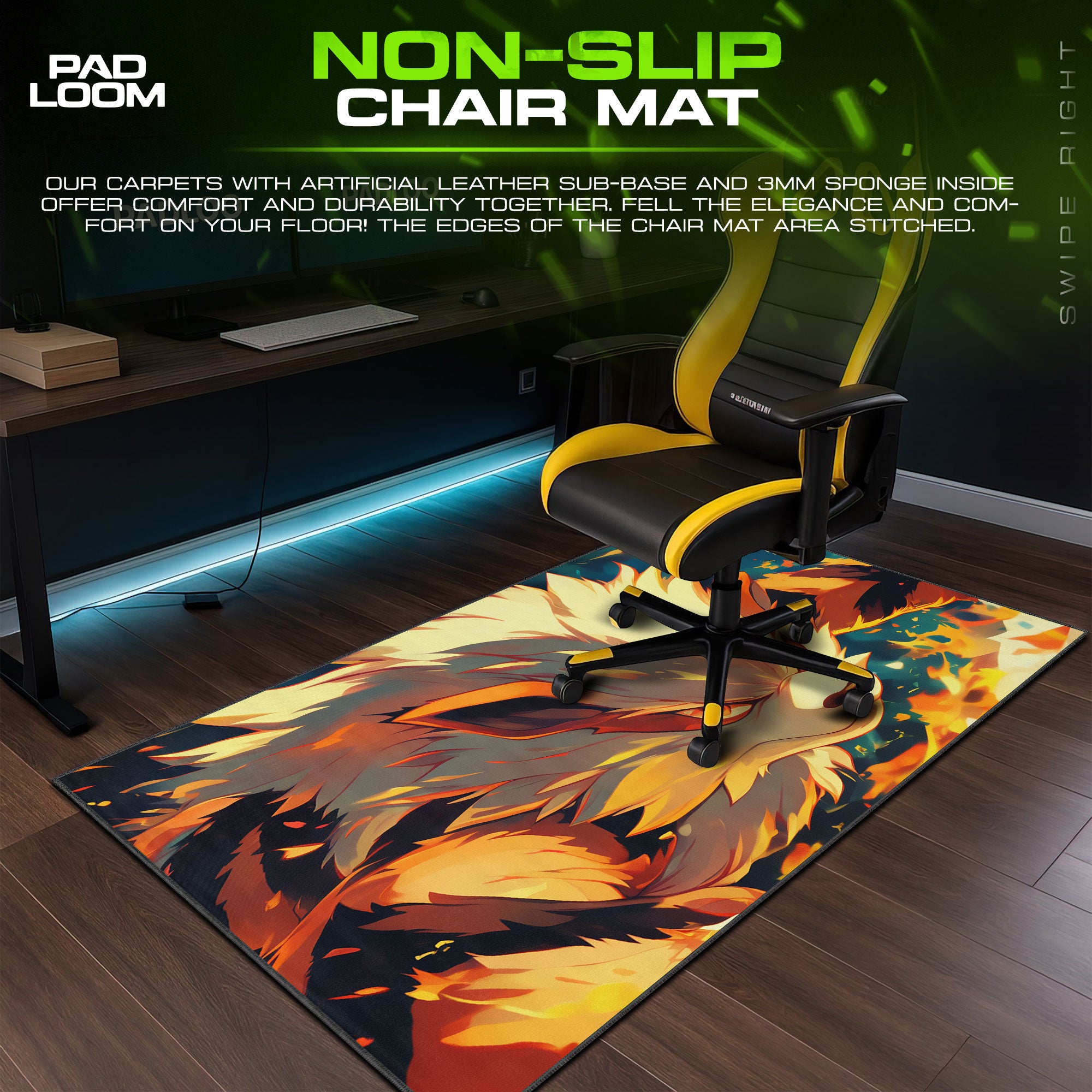 Blazing Mane Arcanine Mouse Pad, Fire Pokémon Gaming Desk Mat