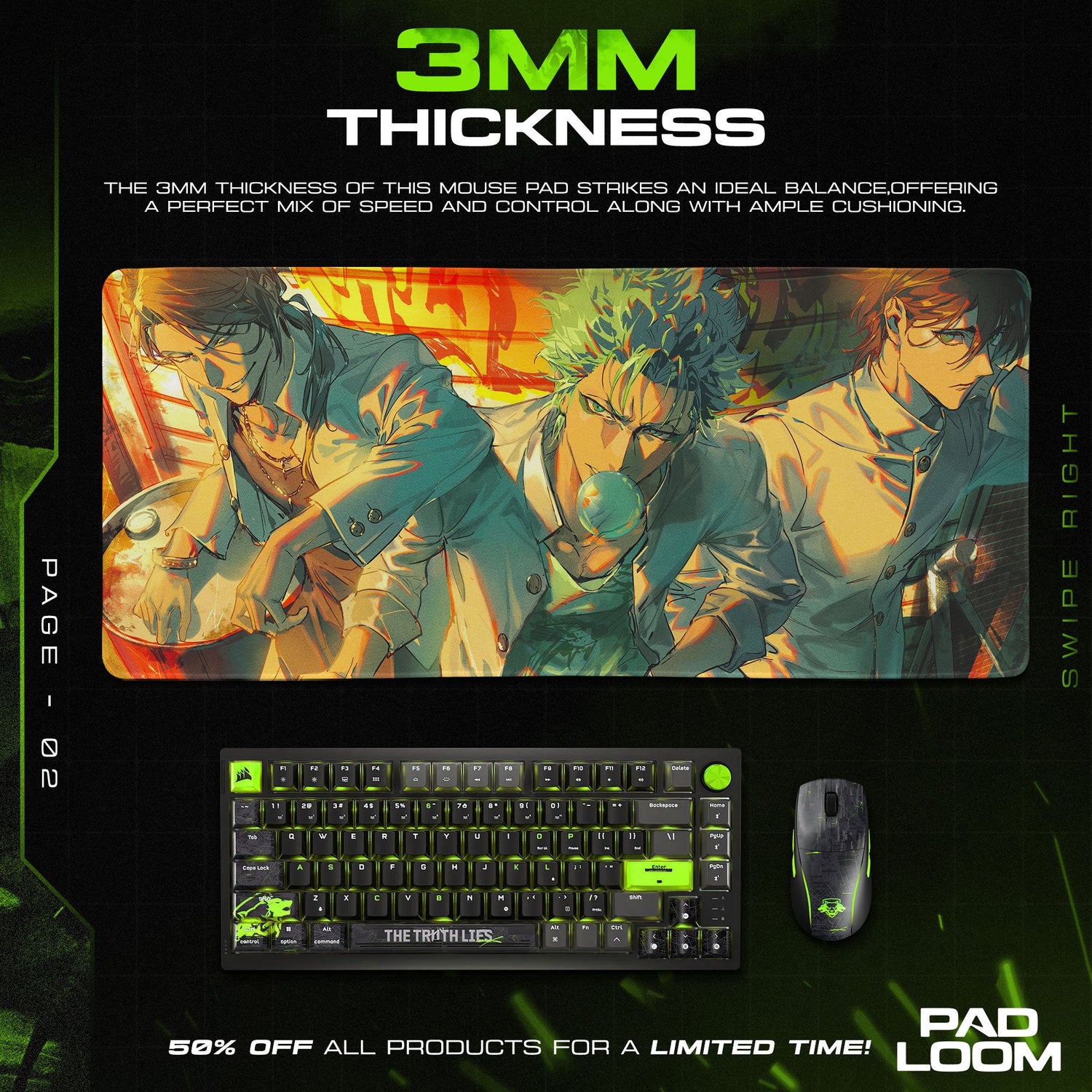 Bleach Espada Trio Mouse Pad, Anime Gaming Desk Mat Padloom