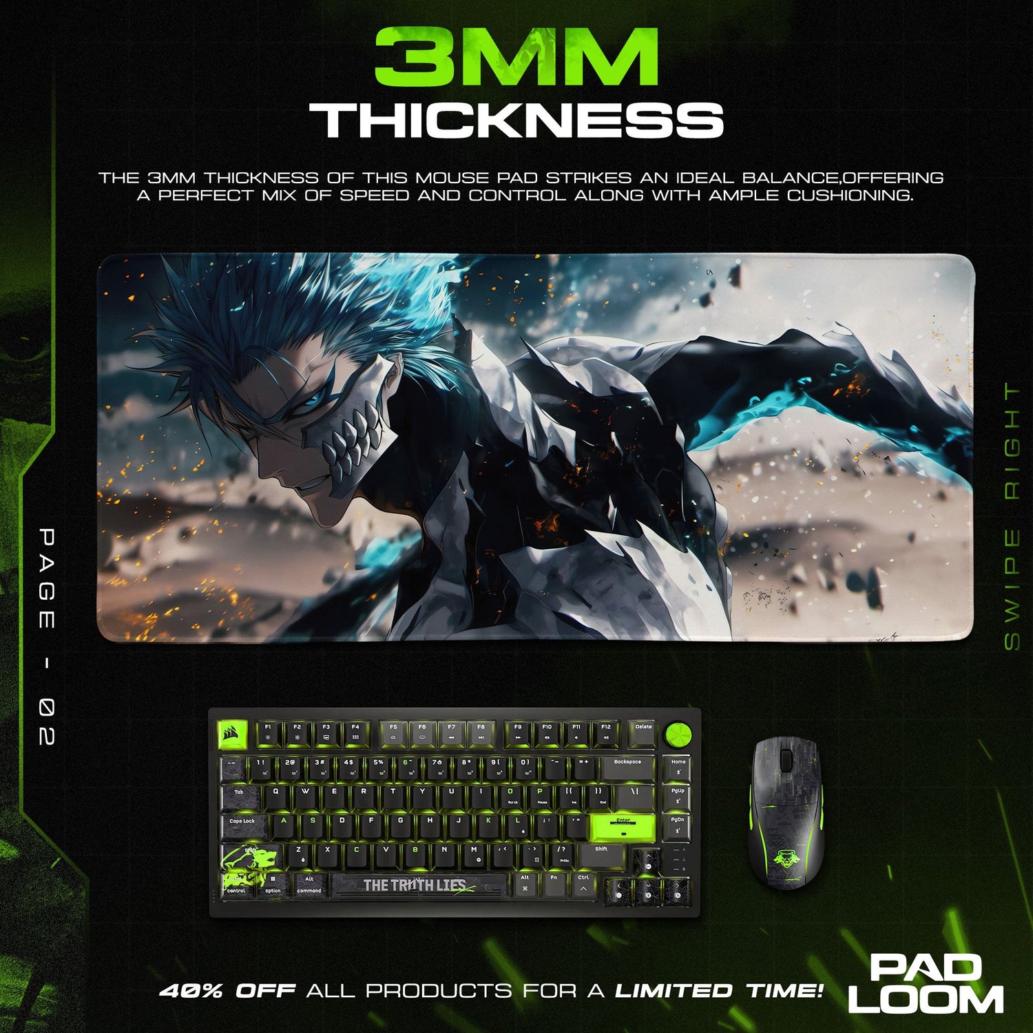 Bleach Grimmjow Jaegerjaquez Mouse Pad – Anime Gaming Desk Mat Padloom