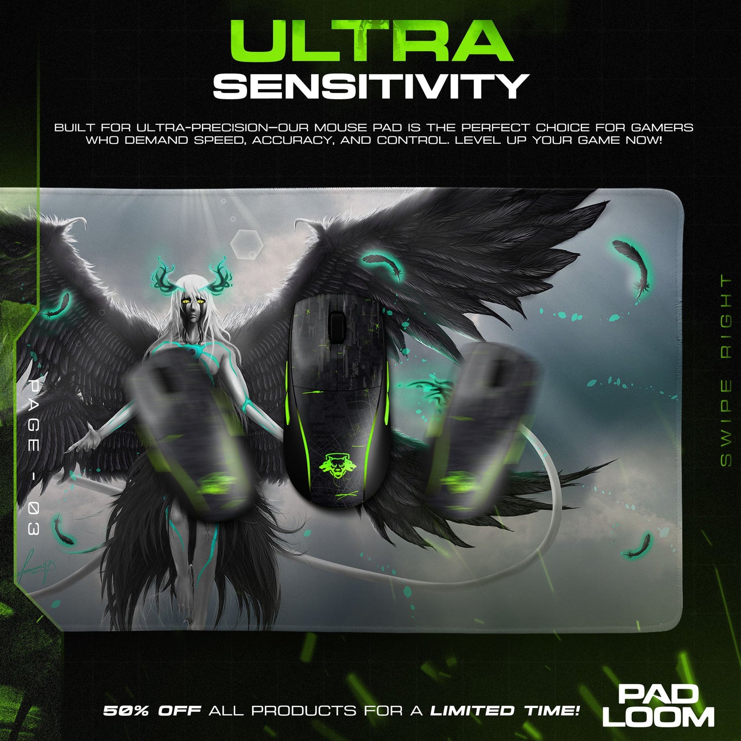 Bleach Ulquiorra Fallen Angel Mouse Pad, Anime Gaming Desk Mat Padloom
