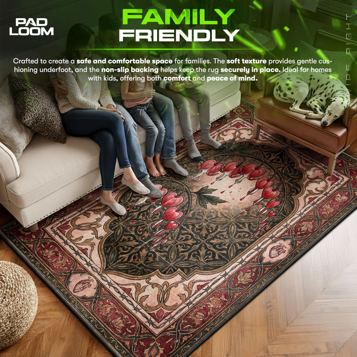 Area character design printed on rug