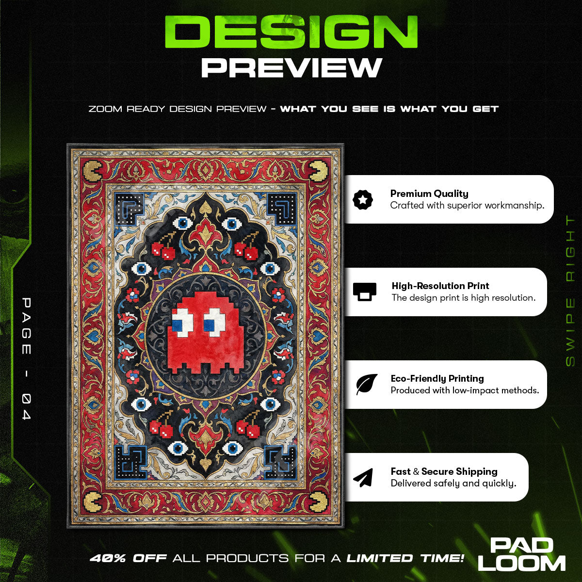 Blinky Ghost Royal Rug - Pac-Man Chair Mat