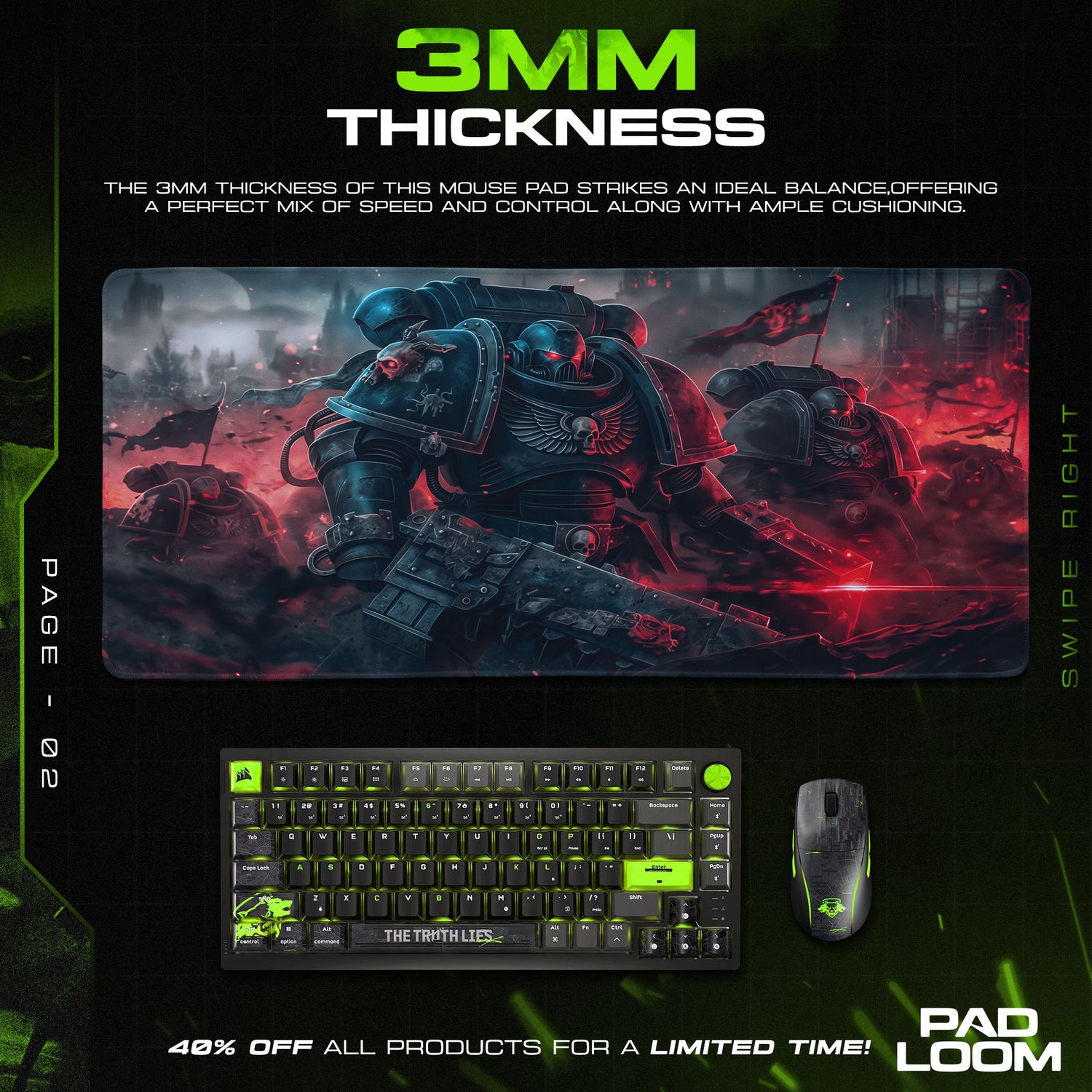 Blood Angels Assault Mouse Pad, Warhammer 40K Gaming Desk Mat