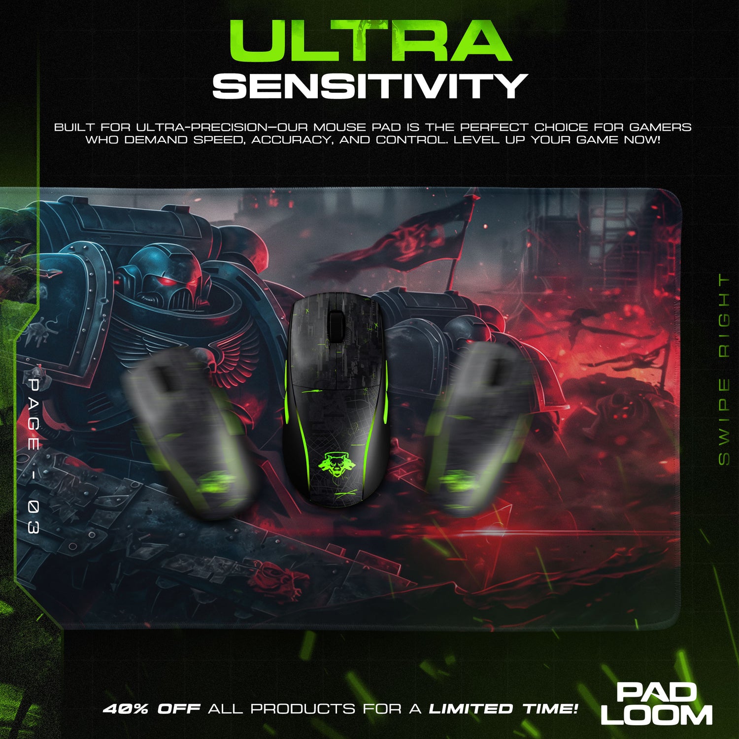 Blood Angels Assault Mouse Pad, Warhammer 40K Gaming Desk Mat