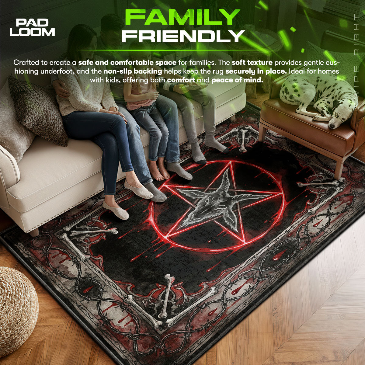 Area character design printed on rug