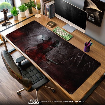 Bloodborne Mouse Pad, Hunter Crimson Moon Game Desk Mat