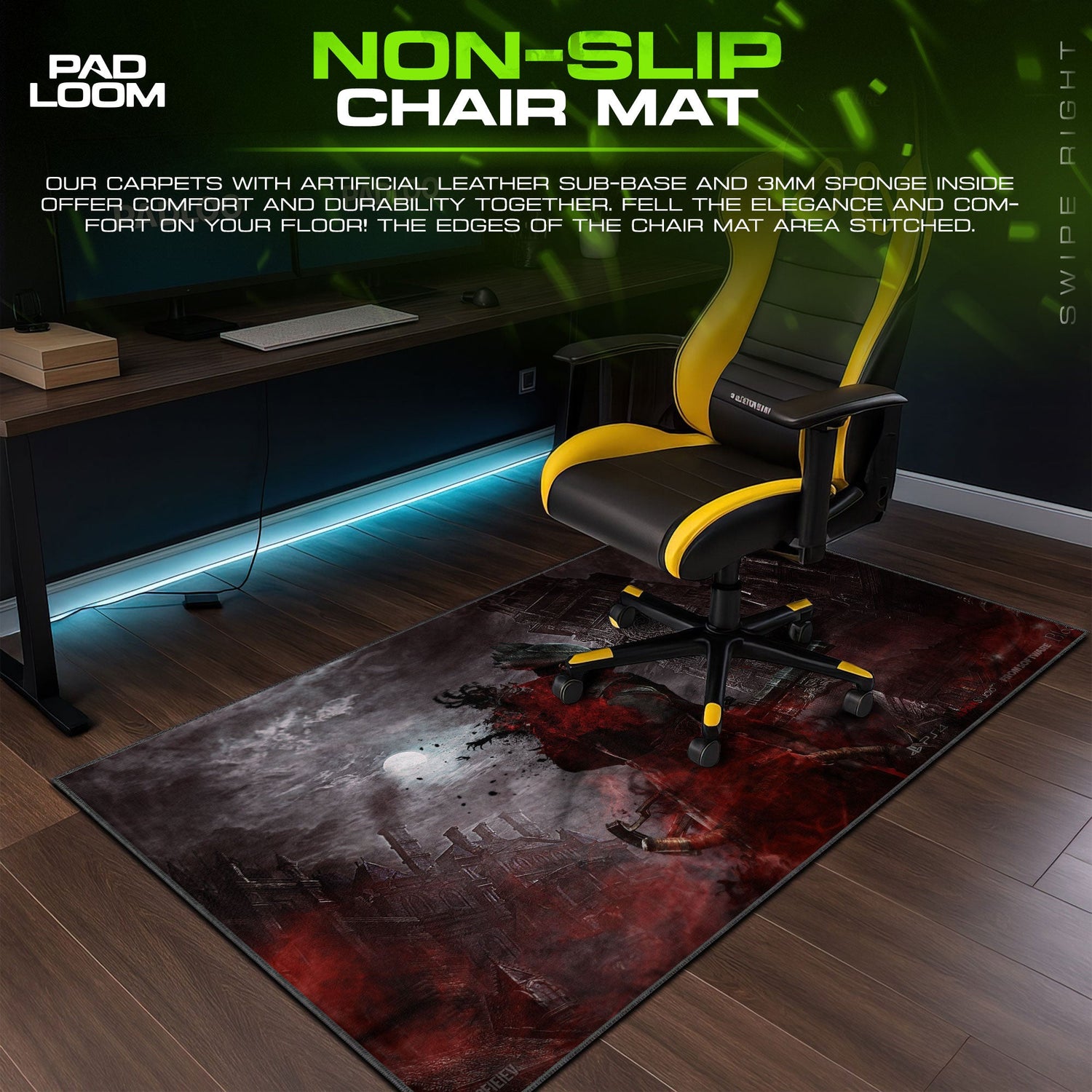 Bloodborne Mouse Pad, Hunter Crimson Moon Game Desk Mat Padloom