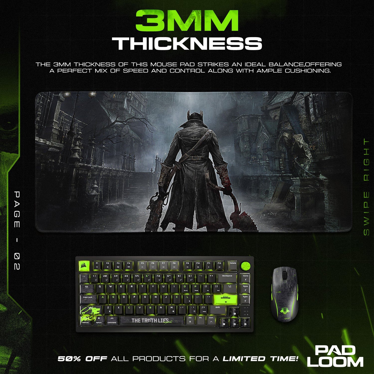 Bloodborne Mouse Pad, Hunter Yharnam Streets Game Desk Mat Padloom