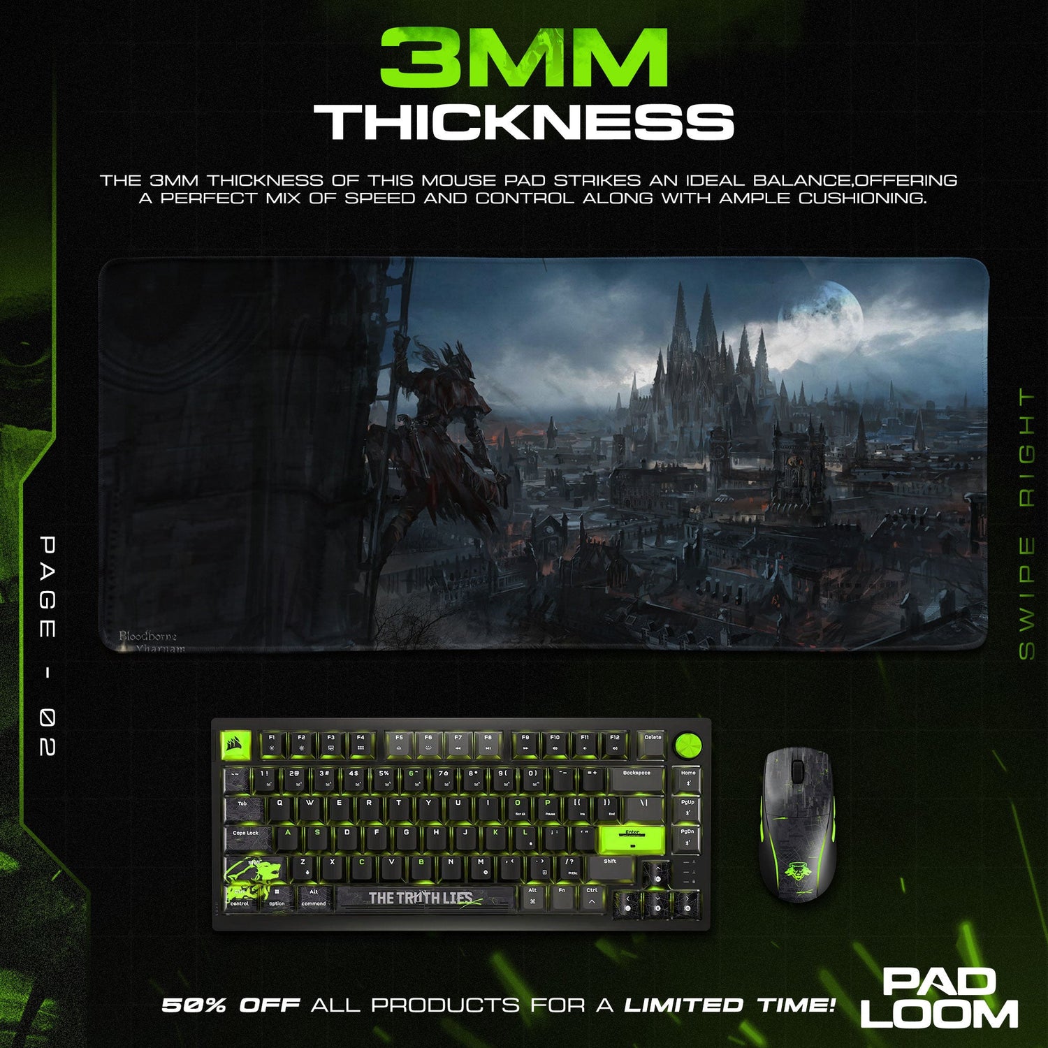 Bloodborne Mouse Pad, Hunter vs Angel Battle Game Desk Mat Padloom