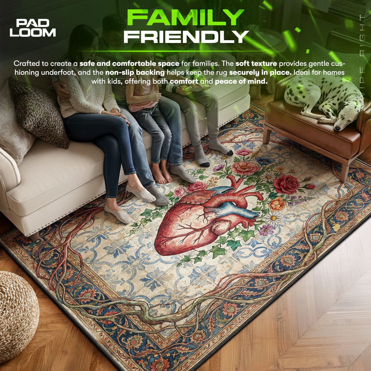 Area character design printed on rug