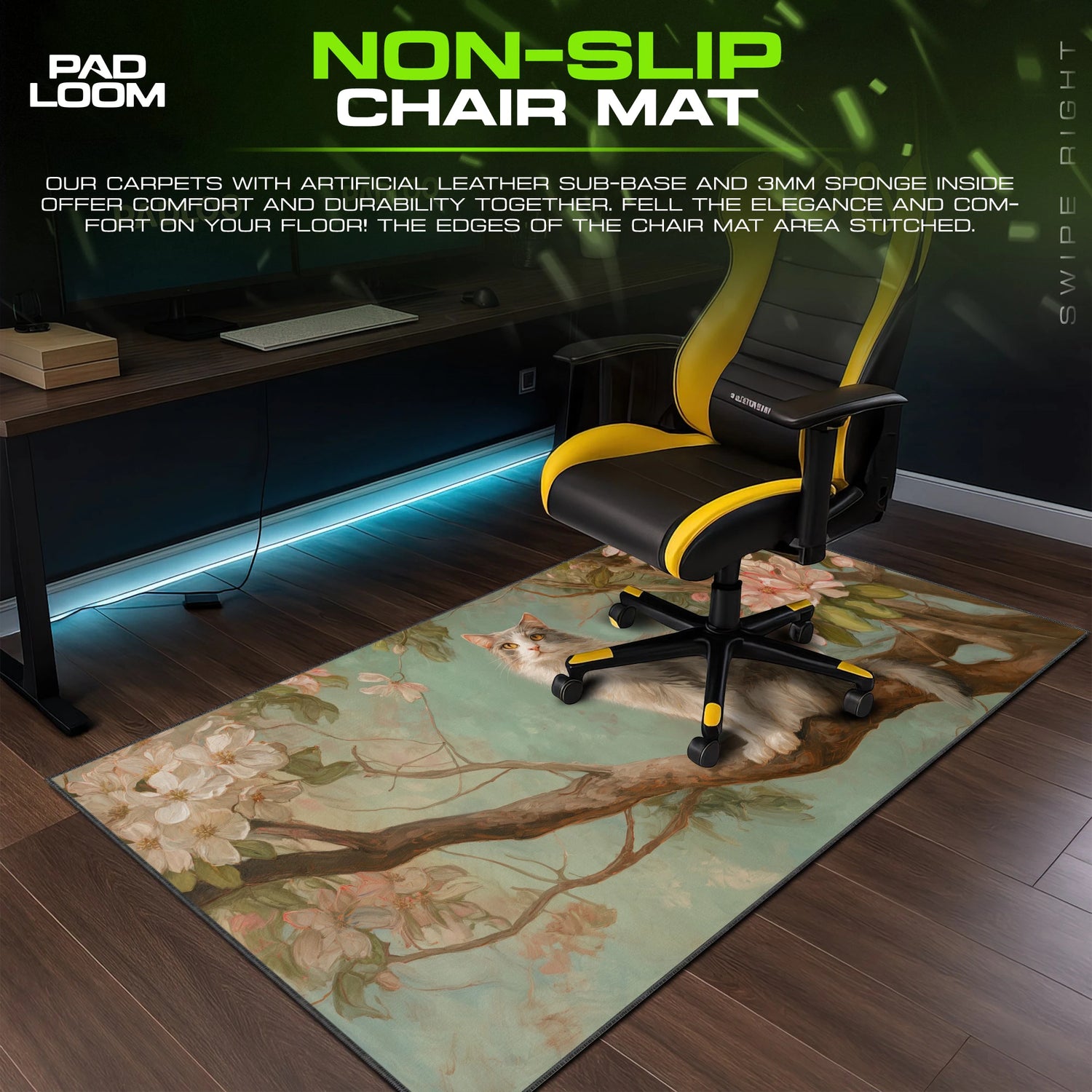 Blossom Branch Cat Mouse Pad - Oil Painting Desk Mat