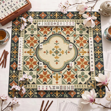 Blue Aztec Kilim Mahjong Mat – neoprene mah jongg table mat