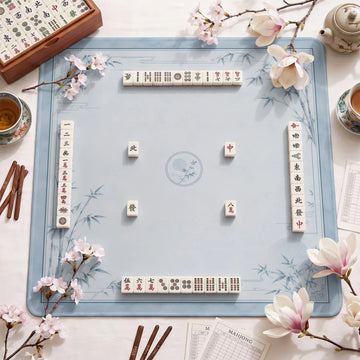 Blue Bamboo Moon Mahjong Mat - Mah Jongg Mat