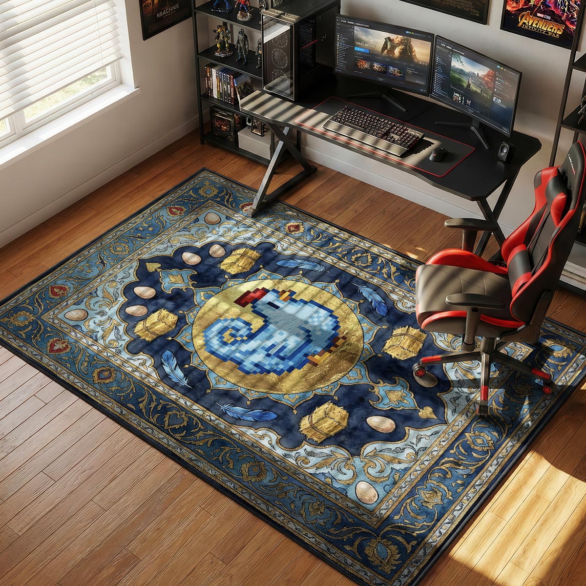 Blue Chicken Pixel Farm Stardew Valley Chair rug — main product view