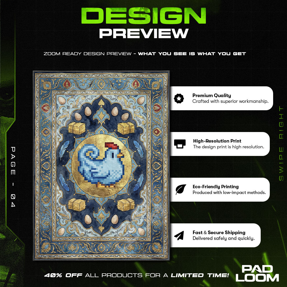 Chair character design printed on rug