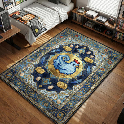 Blauer Hühner-Pixel-Bauernhofteppich - Stardew Valley Stuhlmatte