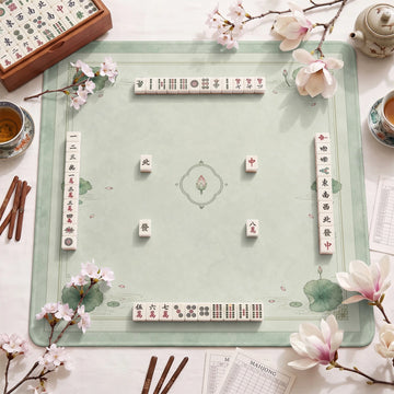 Blue Chinoiserie Pavilion Mahjong Mat - Mahjong