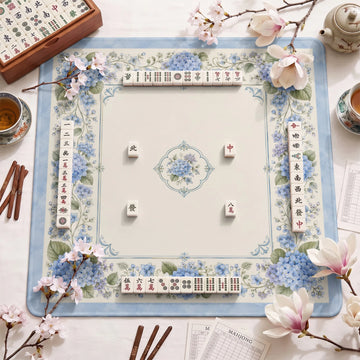 Blue Cottage Hydrangea Mahjong Mat - Mahjong Mat