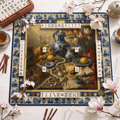Blue Delft Mahjong-Matte - Mah-Jongg Tischmatte