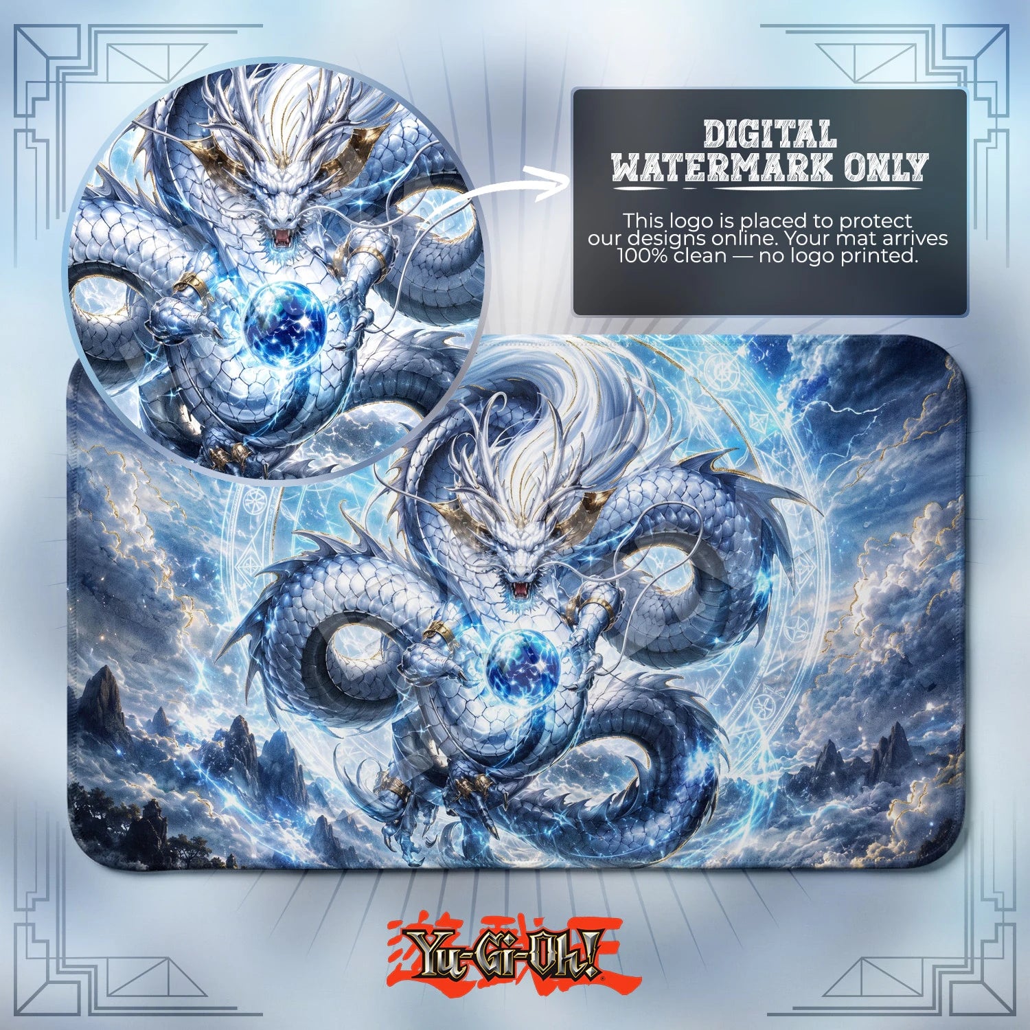 Blue-Eyes Celestial Playmat - Yugioh TCG Mat
