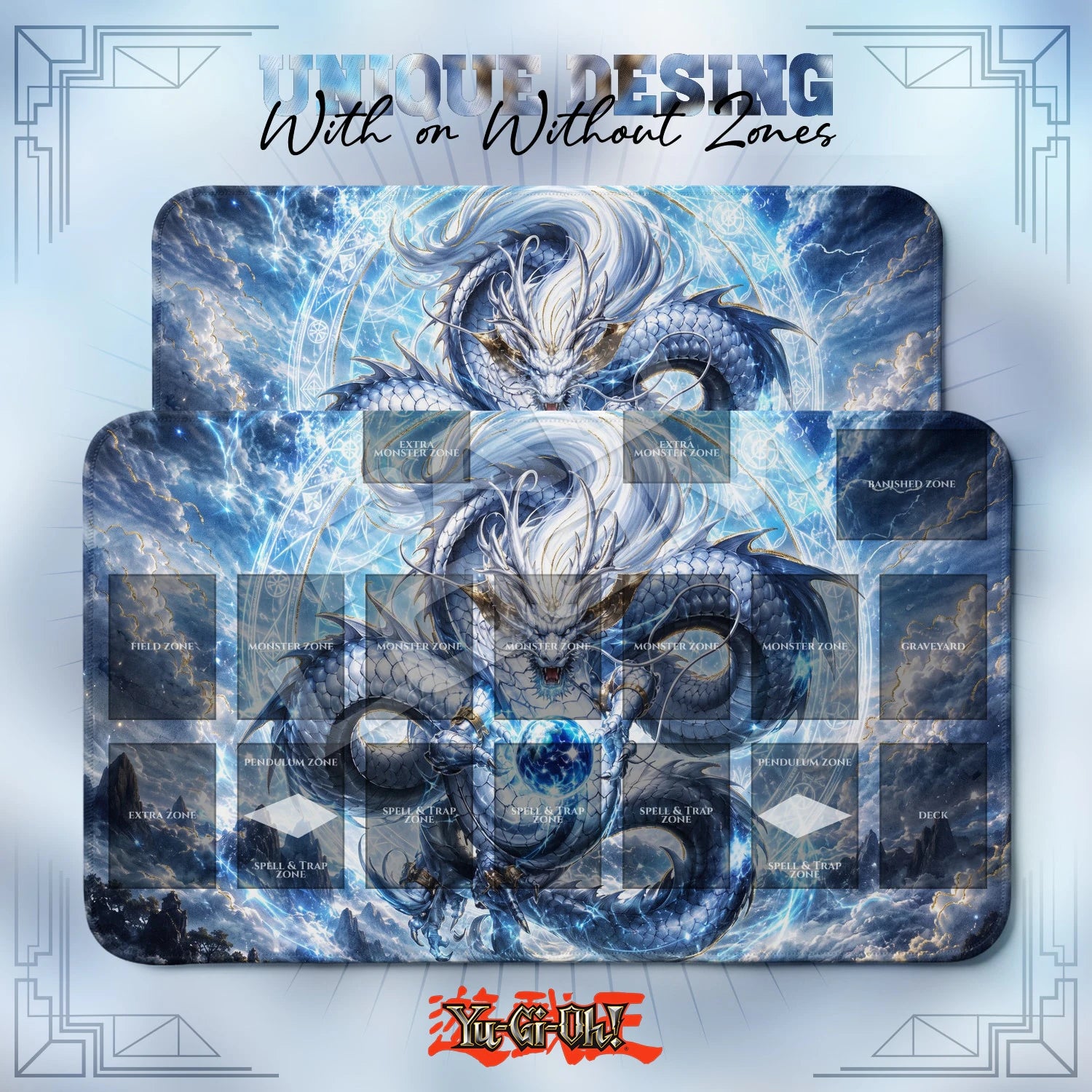 Blue-Eyes Celestial Playmat - Yugioh TCG Mat