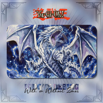 Blue-Eyes Storm Playmat – Yugioh TCG duel mat, 24 x 14 in