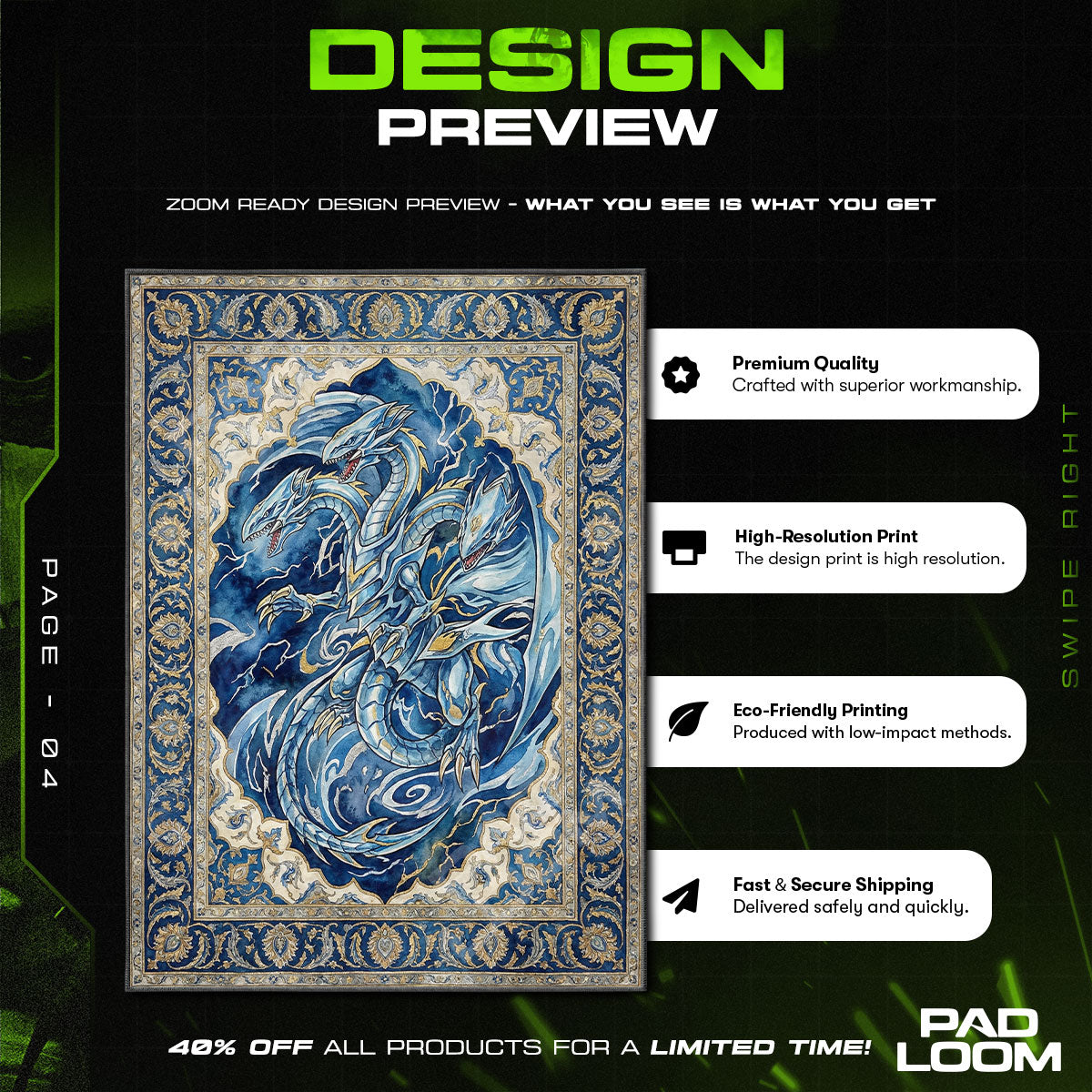 Blue-Eyes Ultimate Dragon Fusion Rug - Yu-Gi-Oh! Chair Mat