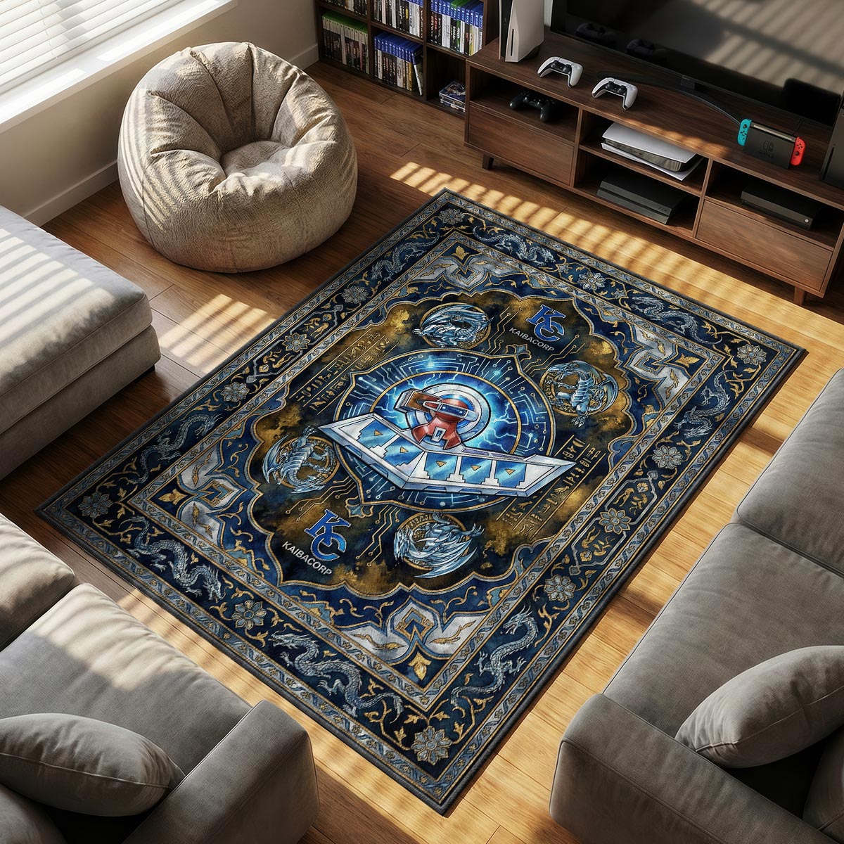 Blue-Eyes White Dragon Duel Disk Rug - Yu-Gi-Oh! Chair Mat