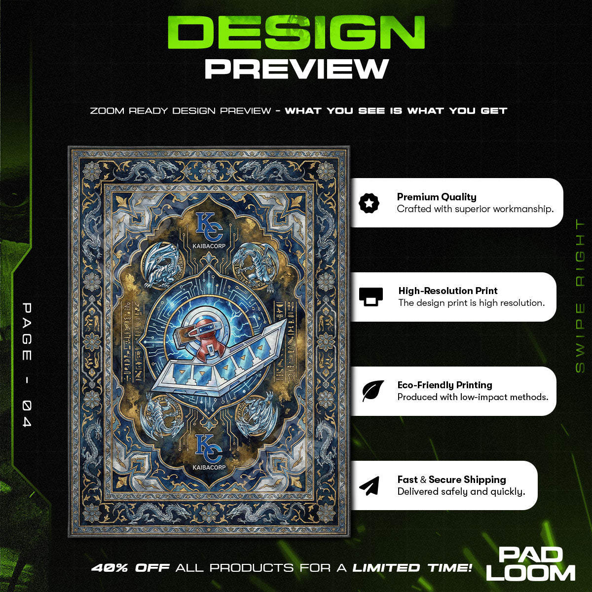 Blue-Eyes White Dragon Duel Disk Rug - Yu-Gi-Oh! Chair Mat