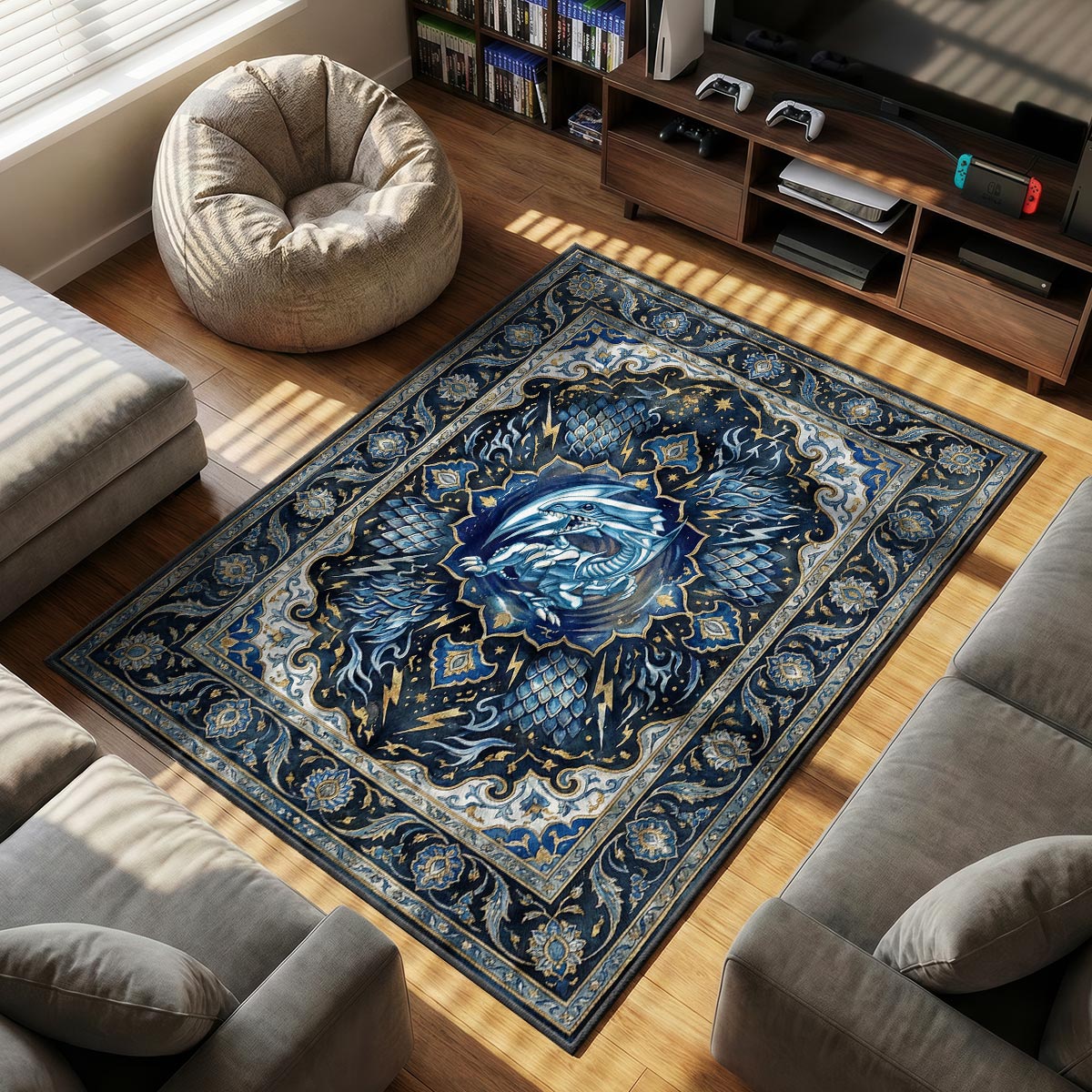Blue-Eyes White Dragon Storm Rug - Yu-Gi-Oh! Chair Mat