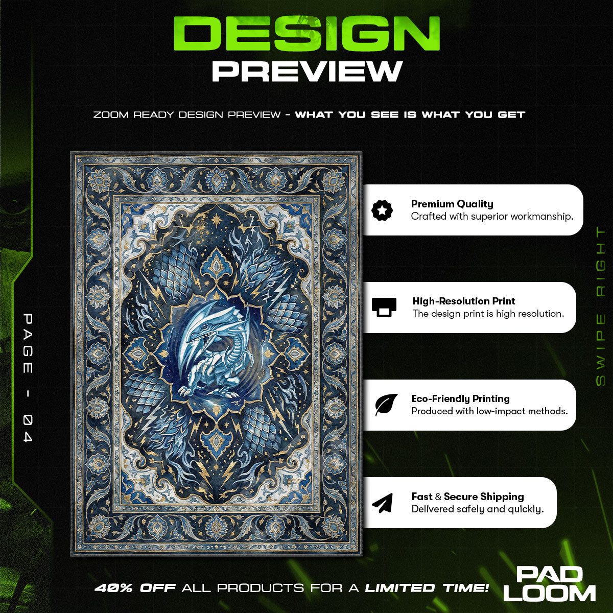 Blue-Eyes White Dragon Storm Rug - Yu-Gi-Oh! Chair Mat