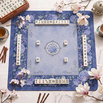 Blue Hydrangea Mahjong Mat - Mah Jongg Table Mat