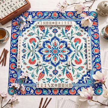 Blue Iznik Tile Mahjong Mat – neoprene mah jongg table mat