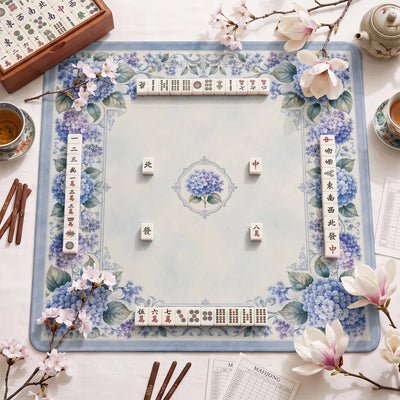 Blue Porcelain Hydrangea Mahjong-Matte - Mahjong-Matte