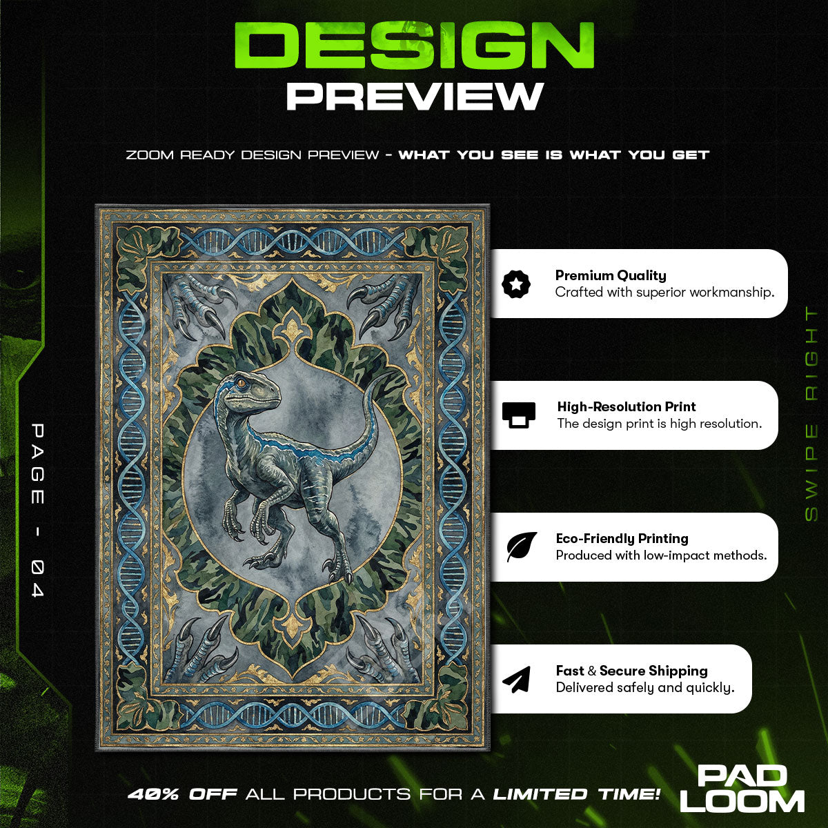 Room character design printed on rug