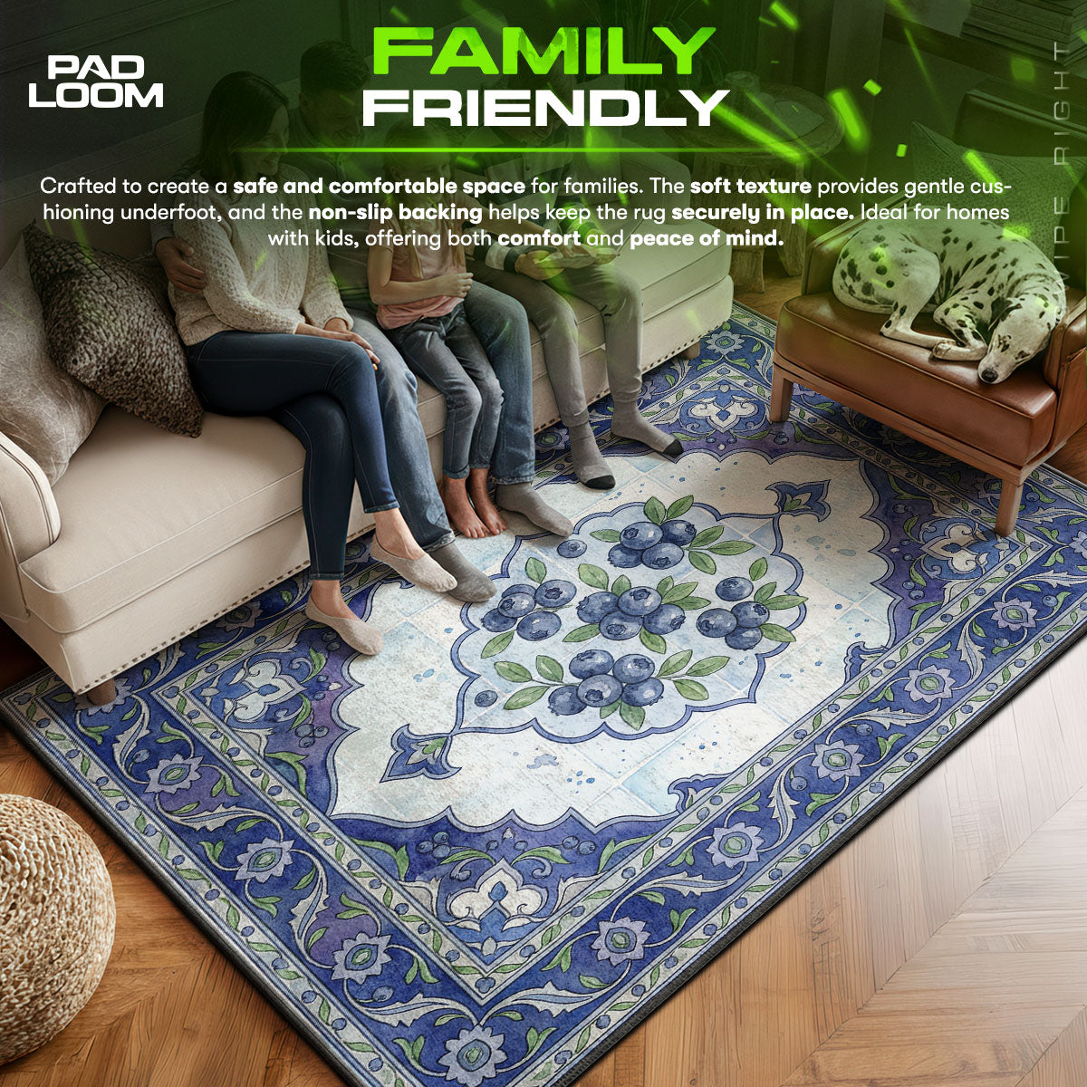 Floor character design printed on rug