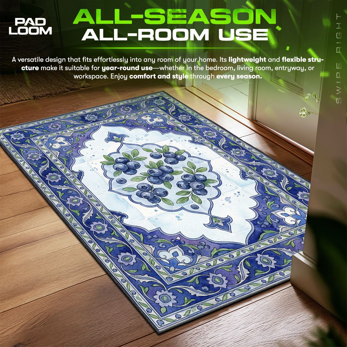 Detailed close-up of Blueberry rug pattern