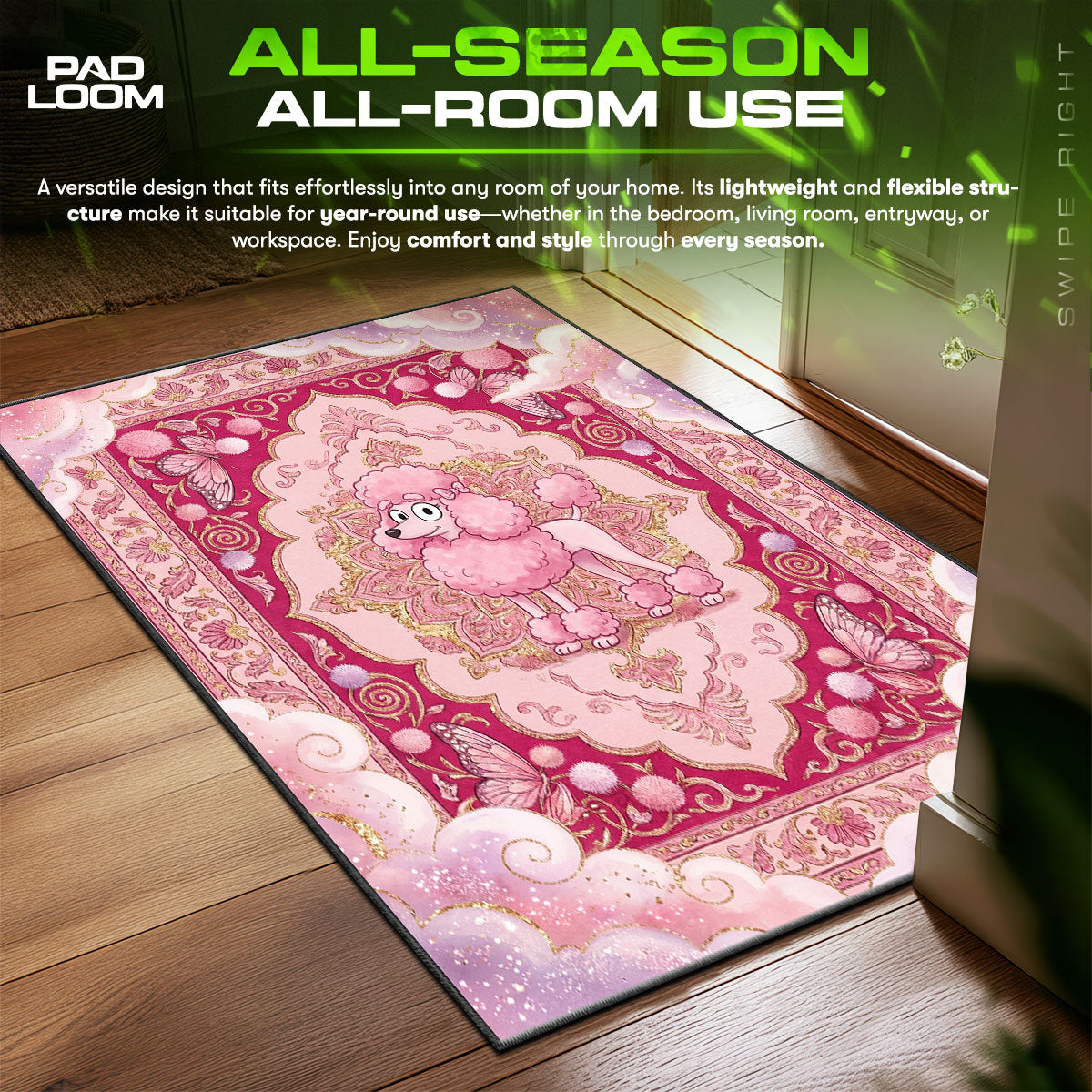 Bluey Coco Pink Poodle Kids Floor fan rug — premium quality print