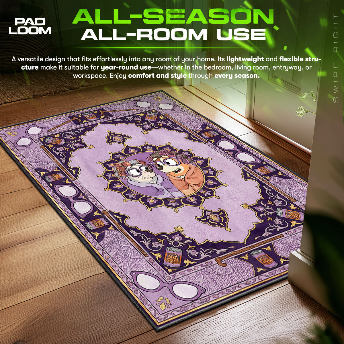 Bluey Grannies Janet Rita Kids Floor fan rug — premium quality print
