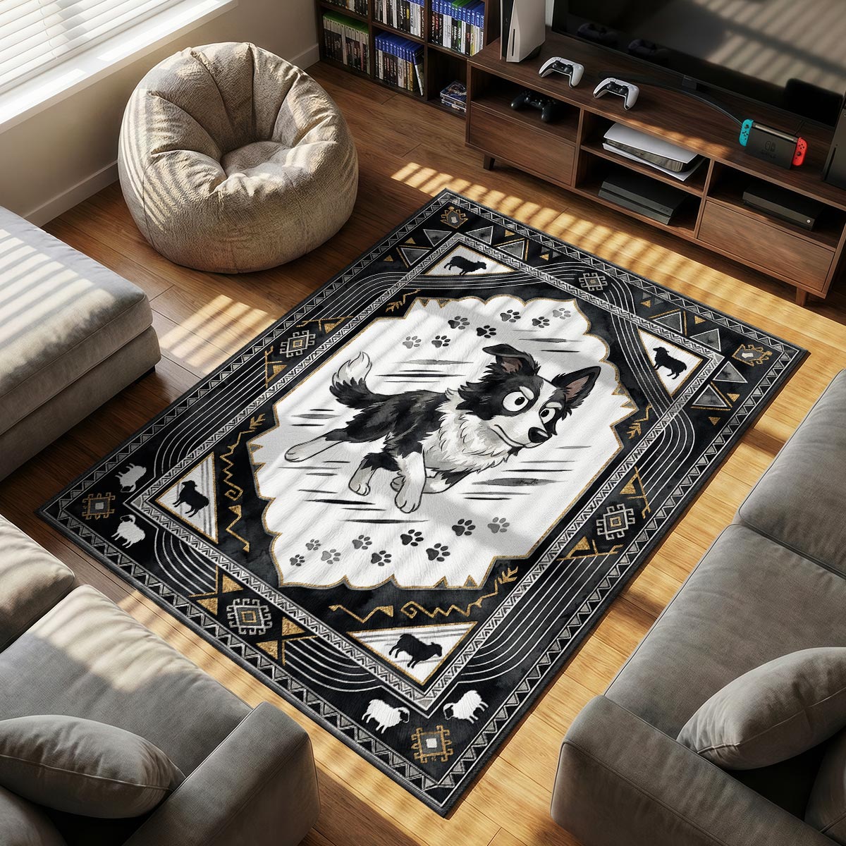 Bluey Mackenzie themed area rug for home decor fans